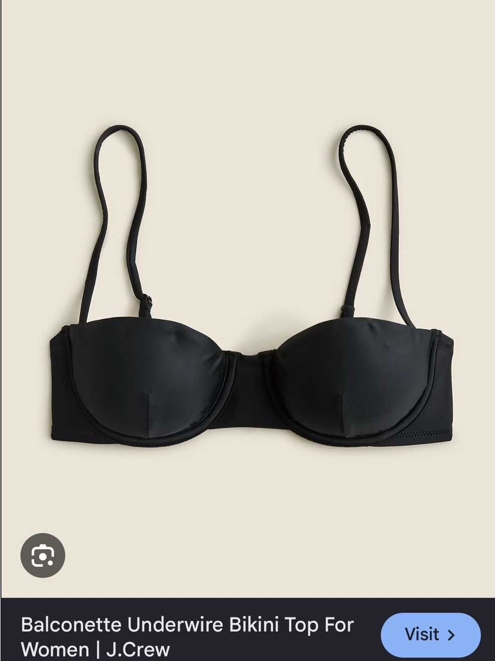 Jcrew Black Balconette Underwire Bikini Top